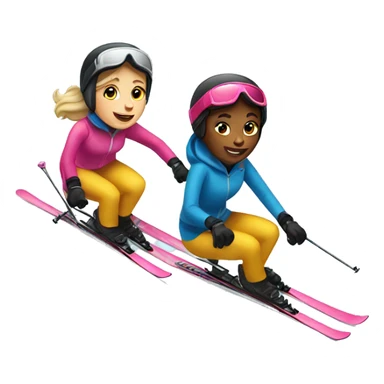 Two girls downhill skiing sticker
