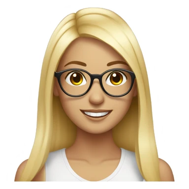 blonde smiling girl with eyelash extensions and  glasses indoors sticker