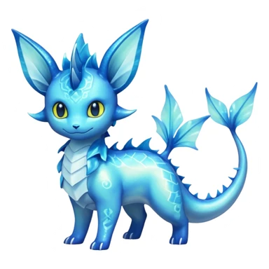 Shiny Nebulae Lumineon-Vaporeon-Amaura-Dragonair-Fakémon-hybrid-creature (full body)  sticker