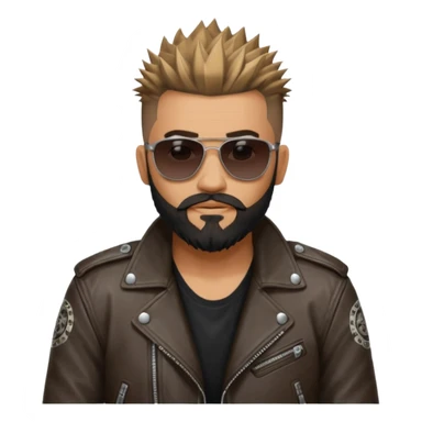 biker gang with sunglass and rugged guy bearded spicks hairin tatoots sticker