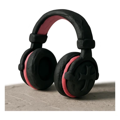 BLACKPINK-inspired gothic headphones, textured and playful, black and pink, no hearts sticker