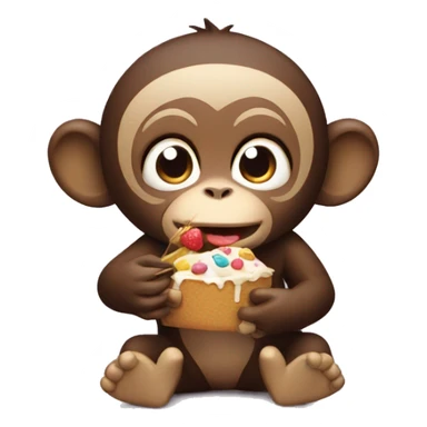 Monkey is eating a sweet sticker