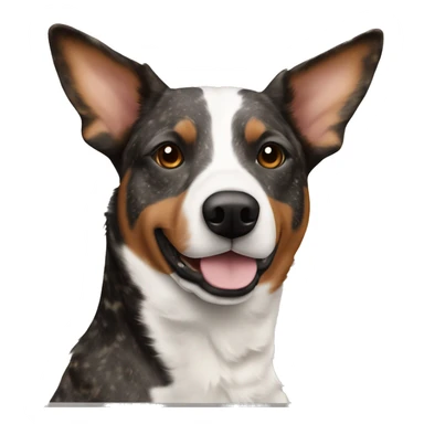 brown and black speckled cattle dog with a thin white nose stripe sticker