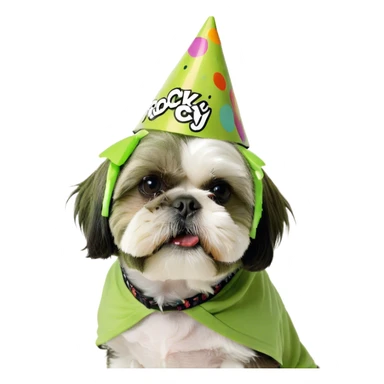 Shih Tzu wearing rocky T-shirt sticker