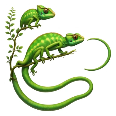 cinematic-chameleon-realistic-full-body-climbing-emoji,-slender-body-gripping-a-twisting-vine-with-prehensile-feet,-scaly-green-skin-shifting-shades-with-its-environment,-large-bulging-eyes-rotating-independently,-delicate-coiled-tail-curling-behind,-long-tongue-slightly-protruding-as-if-ready-to-strike,-simplified-yet-realistic-focused-features,-highly-detailed,-glowing-with-an-ethereal-forest-light sticker