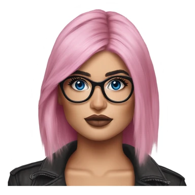 Photo Realistic kylie jenner stylish pink hair BLUE eyes and glasses rock chick sticker