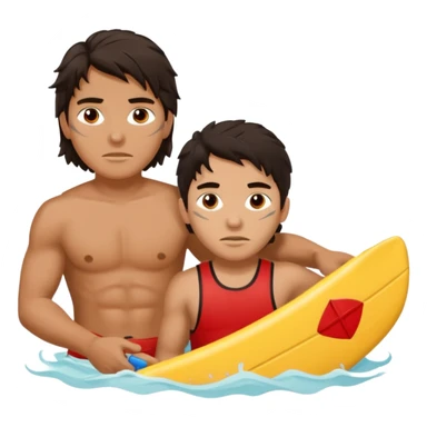 Lifeguard Native American Teenager with messy hair rescuing someone sticker