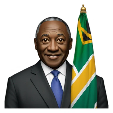 President Cyril Ramaphosa with the flag of South Africa behind him sticker