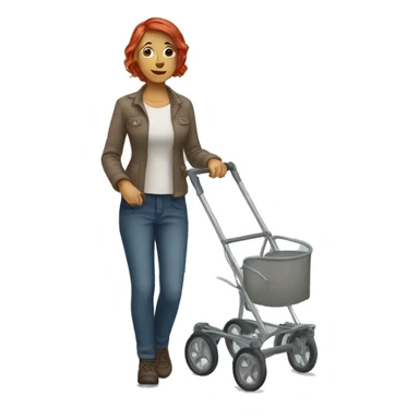Red haired woman with walker sticker
