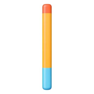 A single foam stick with caps on top and bottom, front view sticker