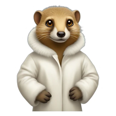 mongoose wearing a fur white coat sticker