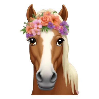 horse with flowers on it's head sticker