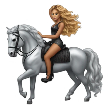 Beyonce on a silver horse sticker