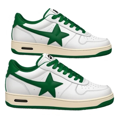 Сделай кроссовки BAPE STA белые с темно-зелеными  sticker