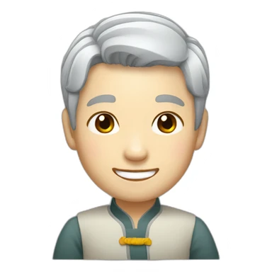 Grey hair Chinese wear glass is very happy sticker