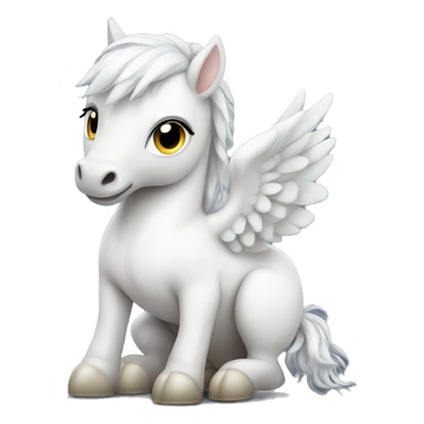 White Baby Pegasus sitting  sticker