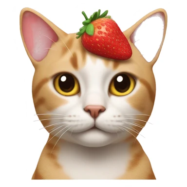 Cat with a strawberry on her head  sticker