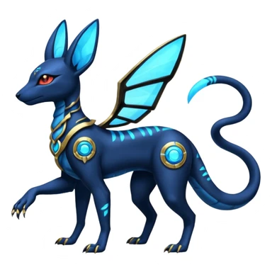 Shiny blue nebulae 4-legged Umbreon-Anubis-Salandit-Beedrill-fusion, full body sticker