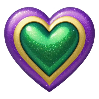 Gold, purple and green glitter heart  sticker
