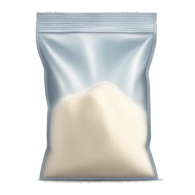 Clear ziplock bag with ground white flour inside sticker