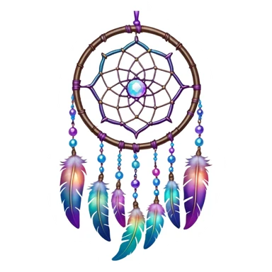 Iridescent nebula Dreamcatcher-suncatcher hanging from a thread sticker