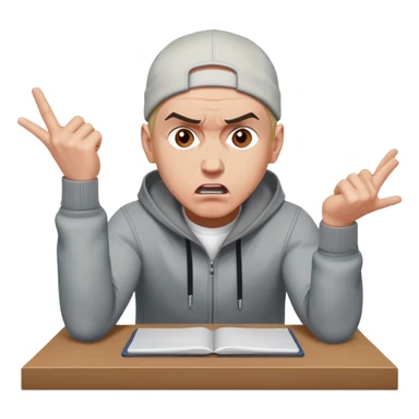 Angry Eminem flipping over desk sticker