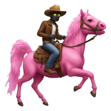 Mothman wearing a cowboy hat riding a pink pony sticker
