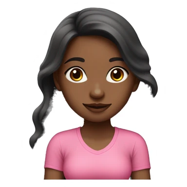 BLACK long wavy hair girl dark eyes white skin wearing pink sitting on yoga mat sticker