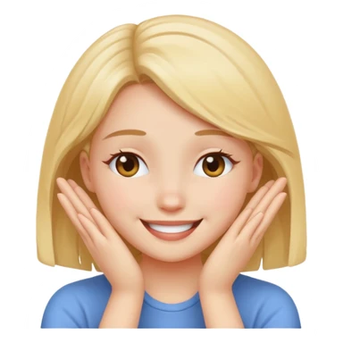 shy girl smiling blocking her eyes with her hands  sticker