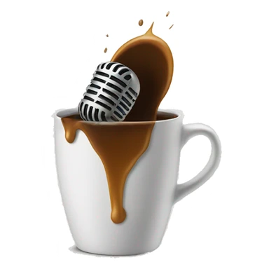 microphone falling inside a cofee cup sticker