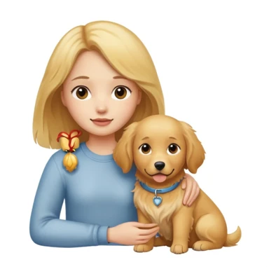 girl and her pet dog sticker