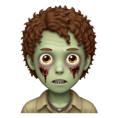 boy zombie teen with brown curly hair sticker