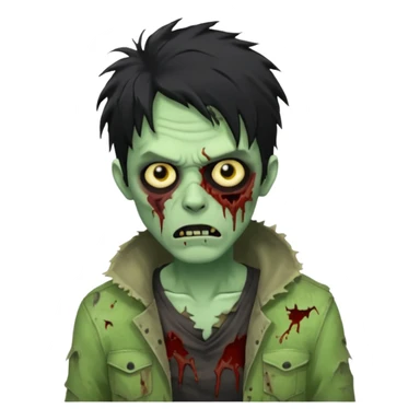 crie um emoji de zumbi homen de cabelo preto bagunçado assim🧟 sticker