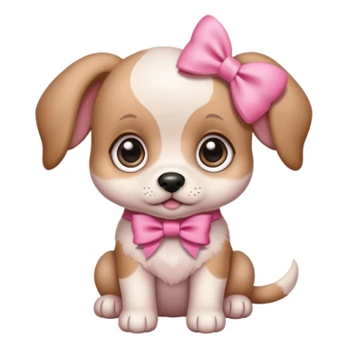 puppy with big eyes and a pink bow sticker