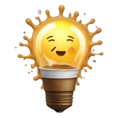 light bulb icon, with coffee splashes around sticker