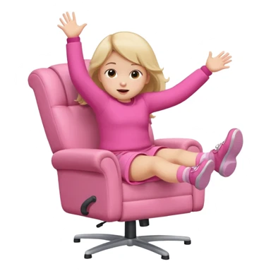 Little Girl fat but not too fat falling off of a chair half in the air chair with pink clothes on sticker