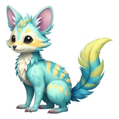 Feral Rare Fantasy pastel tropical Vernid-Trico-species by LiLaiRa, random markings, tufted tail, tufted ears, full body sticker