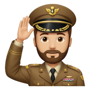 Cop with short brown hair and beard saluting sticker