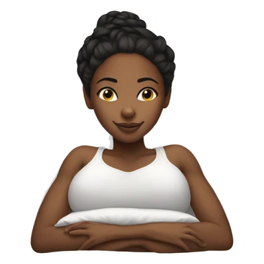 Black girl in a bun laying down on a pillow sticker