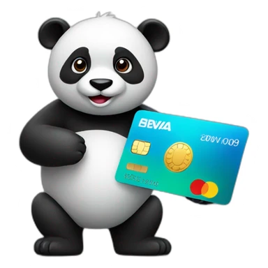 Panda with Bank card and computer sticker