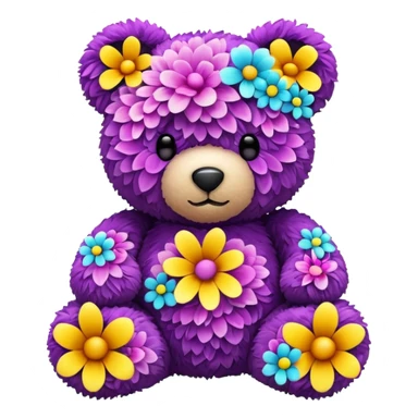 Floral teddy bear sticker