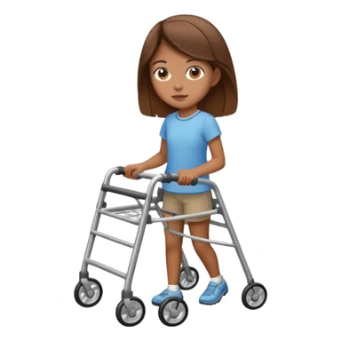 Cripple brown hair girl with walker sticker