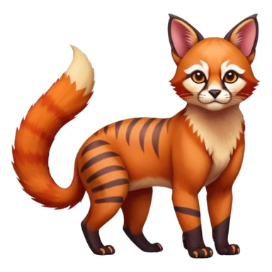 Caracal-Sphynx-Red-Panda-fusion-hybrid-animal-creature, full body sticker
