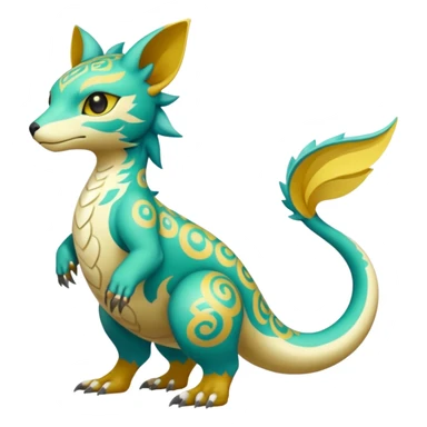 colorful lush ethereal divine exotic patterned beautiful elegant pretty realistic Fakémon-Digimon-Fionbri-Trico-creature (full body) sticker