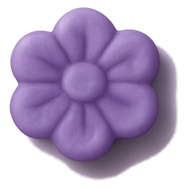 Change the candy color to purple, keep it flower-shaped, centered, transparent background, no other elements. The style should be consistent with the original image's look. sticker