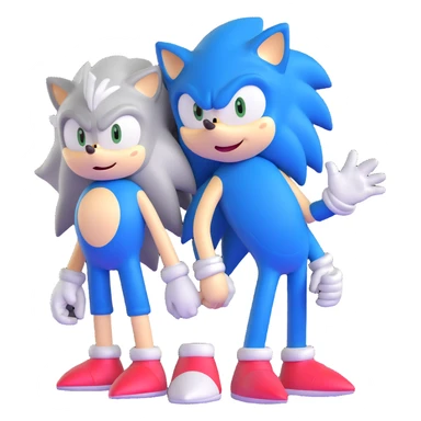 Sonic the Hedgehog, baby Sonic, and Silver the Hedgehog holding hands together sticker