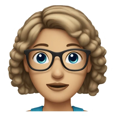 woman with blue eyes, glasses and short brown hair sticker