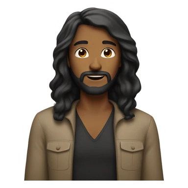 Brown woman with long black and a white man with black hair and beard sticker