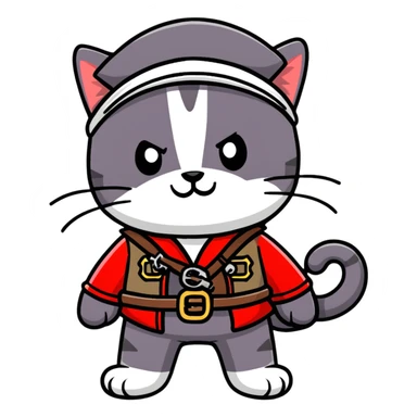 Skibidi cat pirate with Vietnam War gear in a jungle background sticker
