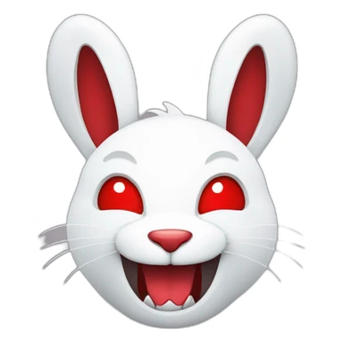 evil white rabbit with sharp fangs with red around mouth sticker